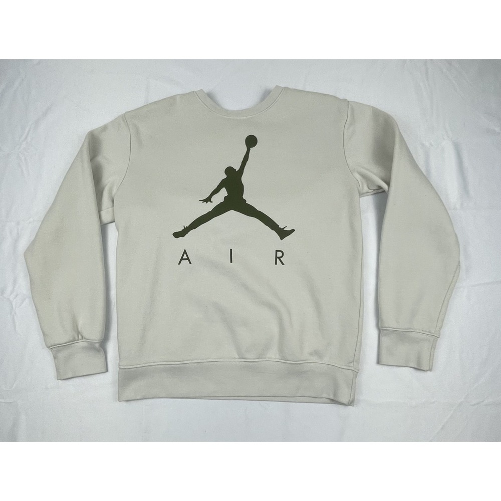 Jordan Air Boys Youth L 12-13 Cream Fleece Crewneck Sweatshirt Pullover